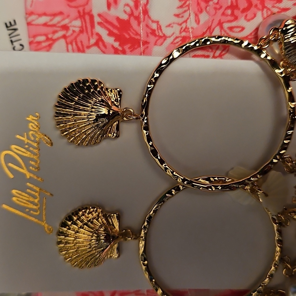 Lilly Pulitzer Pink and Gold Earrings - Picture 3 of 7
